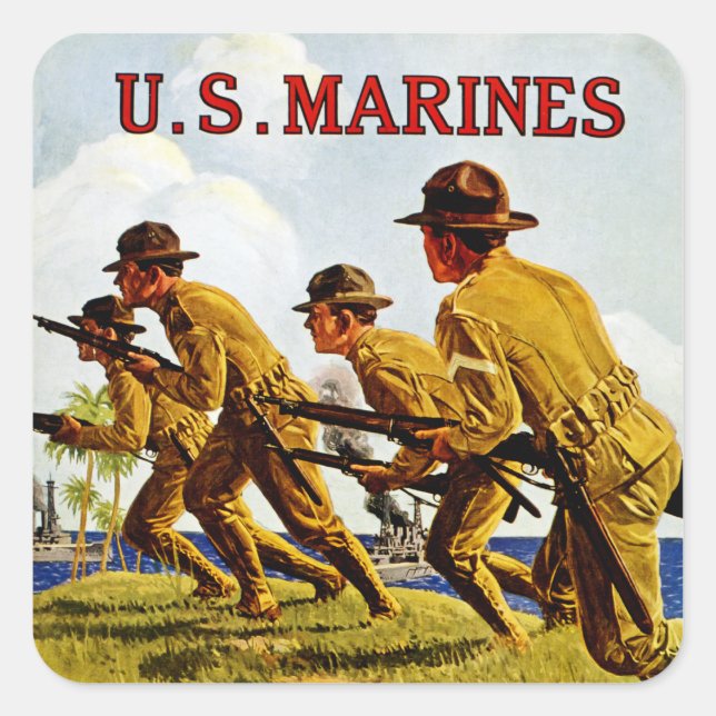 US-Marines ~ Seesoldaten Quadratischer Aufkleber (Vorderseite)