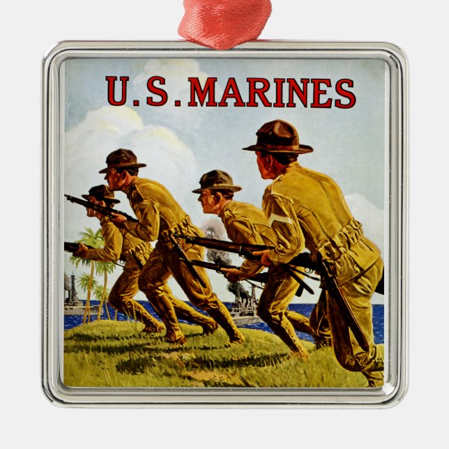 US-Marines ~ Seesoldaten Silbernes Ornament (Vorne)