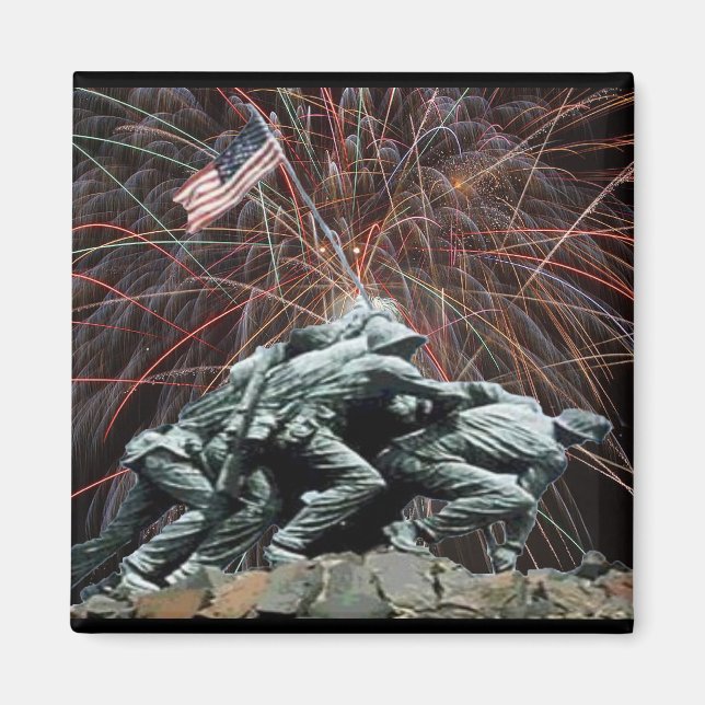 US Marines War Memorial Iwo Jima Fireworks Magnet (Vorne)