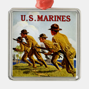 US-Marinesoldat~ Soldaten des Meeres Silbernes Ornament