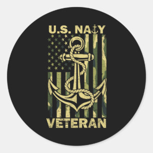 US-Marineveteran-Fahnen-Tarnung amerikanisch patri Runder Aufkleber