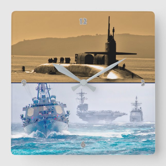 US-MEERESPOWER QUADRATISCHE WANDUHR (Vorderseite)