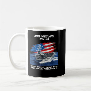 US Midway CV 41 Aircraft Carrier Veteran USA Flag Kaffeetasse