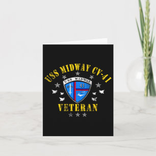 US Midway Cv 41 Aircraft Carrier Veteran USA Flag Karte