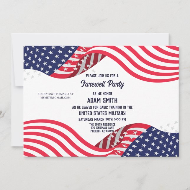 US-Militärbootcamp geht weg von der Party Einladun Einladung (Vorderseite)