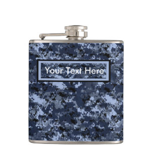 US Military Blue Camouflage 6 oz Flask Flachmann