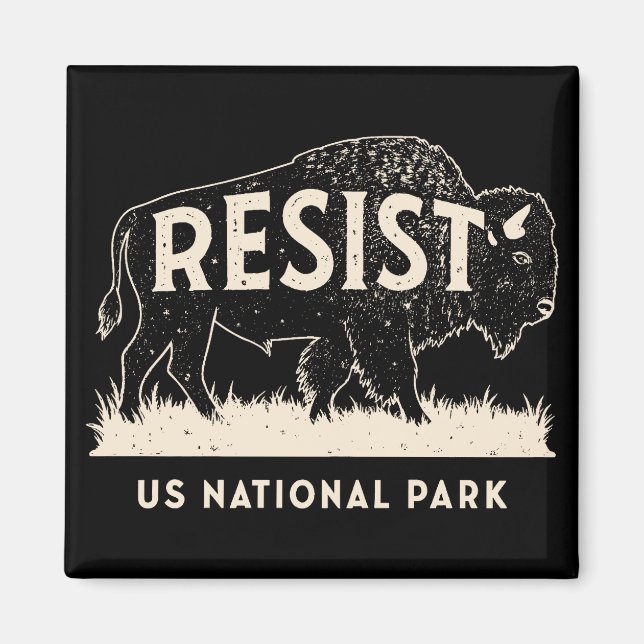 US National Park Resist Service Bison Buffalo Magnet (Vorne)
