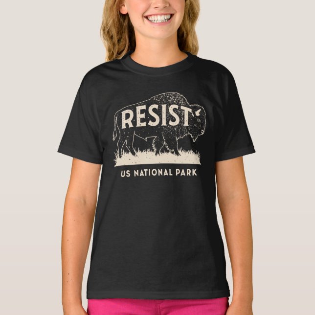 US National Park Resist Service Bison Buffalo T-Shirt (Vorderseite)