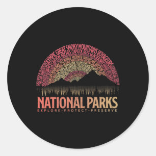 US National Parks Exploration Schützen Camping erh Runder Aufkleber