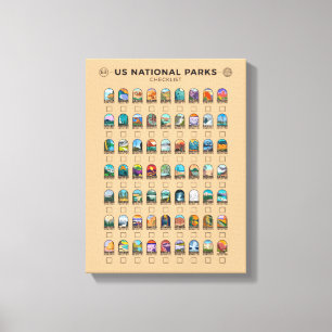 US-Nationalparks Checkliste Vintag Leinwanddruck