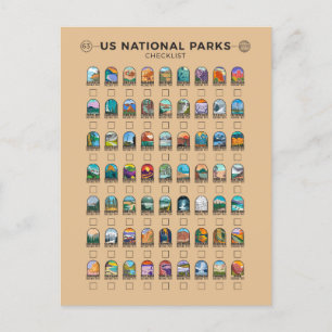 US-Nationalparks Checkliste Vintag Postkarte