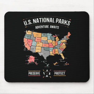 US-Nationalparks Karte Erhalten Schützen Wandern C Mousepad