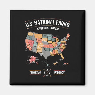 US-Nationalparks Karte Erhalten Schützen Wandern K Magnet