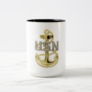 US Navy Chief Petty Officer (CPO) Anker Kaffee Zweifarbige Tasse