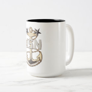 US Navy Master Chief Petty Officer (MCPO) Anker Zweifarbige Tasse