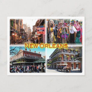 US New Orleans - Bourbon Street - Mardi Gras - Postkarte