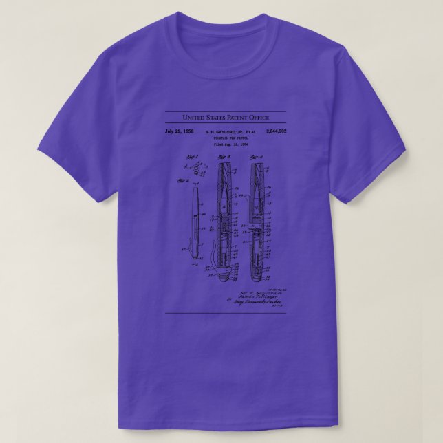 US Patent Fountain Pen Pistole 1 T-Shirt (Design vorne)