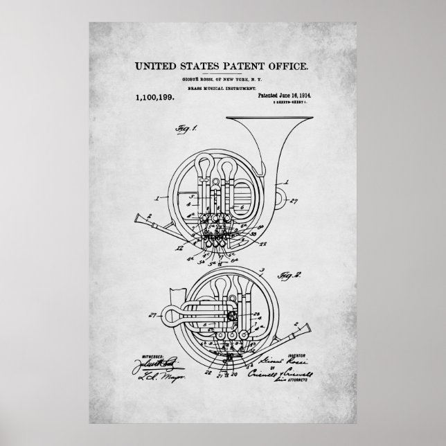 US-Patent - Französisches Horn Poster (Vorne)