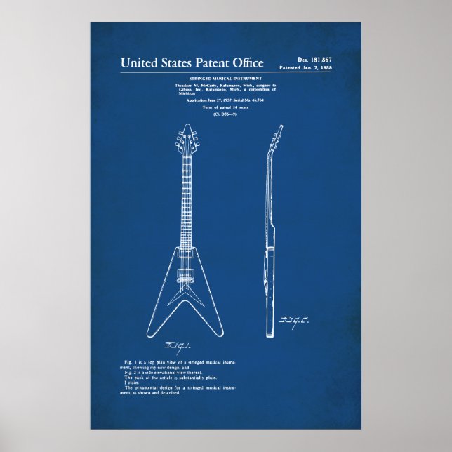US-Patent - Gibson Flying V Poster (Vorne)