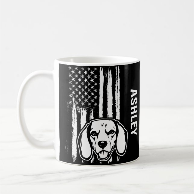 US Patriot Beagle USA Flag Dog Kaffeetasse (Links)
