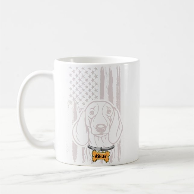 US Patriot Dackel USA Flag Dog Kaffeetasse (Links)