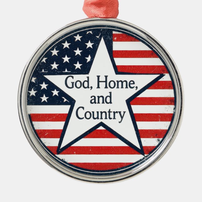 US-Patriot-Logo "God Zuhause Country" US-Flagge Re Ornament Aus Metall (Vorne)