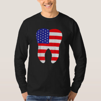 Us Patriot Zahn Flagge Zahnarzt 4. Juli Dental   T-Shirt
