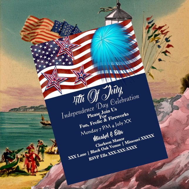 US Patriotic 4. Juli Firecracker Party Einladung (US Patriotic 4th July Firecracker Party Invitation)