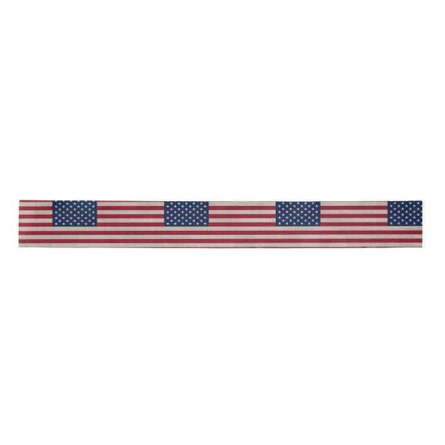 US Patriotic American Flag Linen Fabric Satinband (Vorderseite)