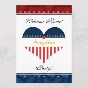 US Patriotic Heart Welcome Zuhause Party Invite Einladung