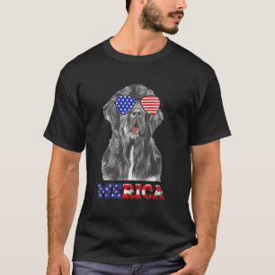 Us Patriotic Merica Neufundland Dog Usa American T-Shirt