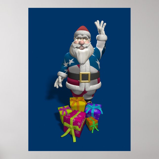 US Patriotic Santa Claus Poster (Vorne)