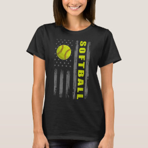 US Patriotic Softball Women American Flag Men T-Shirt