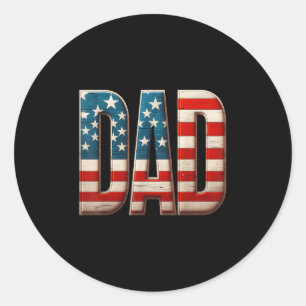 US Patriotic Vater Vathers Day American Flag 4. Runder Aufkleber