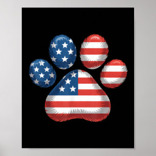 US Paw Print American Flag Pet Liebhaber 4. Juli Poster