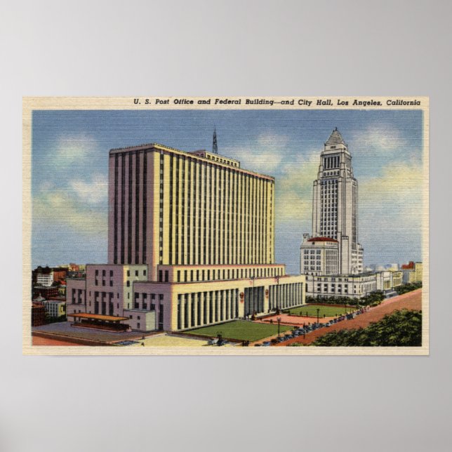 US Post, Rathaus und Bundesstaatliches Gebäude Poster (Vorne)