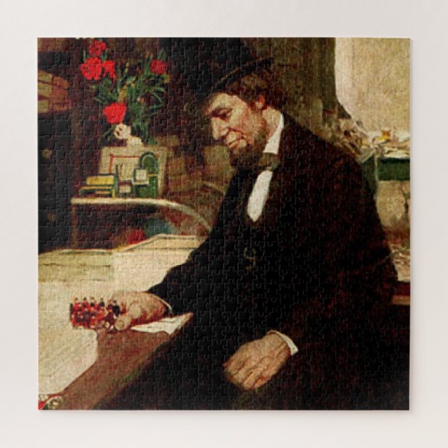 US-Präsident Abraham Lincoln an seinem Schreibtisc Puzzle (Vertikal)