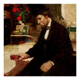 US-Präsident Abraham Lincoln mit Rose und Hut Poster