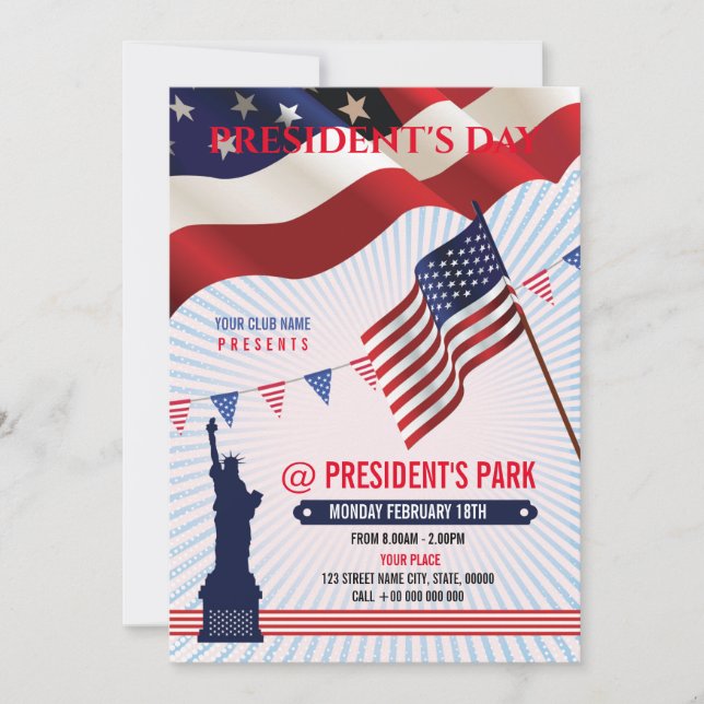 US-Präsident Day Flyer Einladung (Vorderseite)