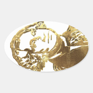 US-Präsident George Washington Portrait Gold Ovaler Aufkleber