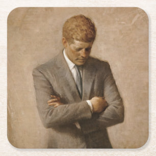 US-Präsident John Kennedy Porträt gemalt Rechteckiger Pappuntersetzer