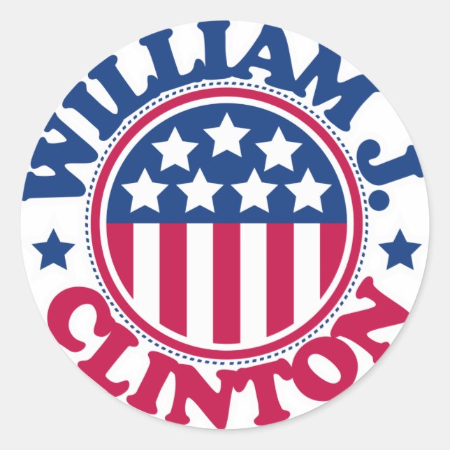 US-Präsident William J Clinton Runder Aufkleber (Vorderseite)