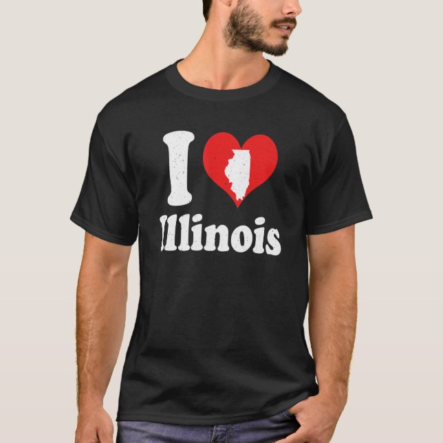 US Proud Citizen America Love State I Heart Illino T-Shirt (Vorderseite)