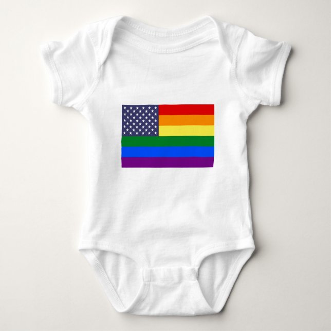 US-Regenbogen-Stolz-Flagge Baby Strampler (Vorderseite)