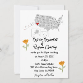 US-Reiseplan Hochzeitseinladung Einladung