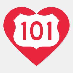 US-Route 101 Unterschrift Herz-Aufkleber