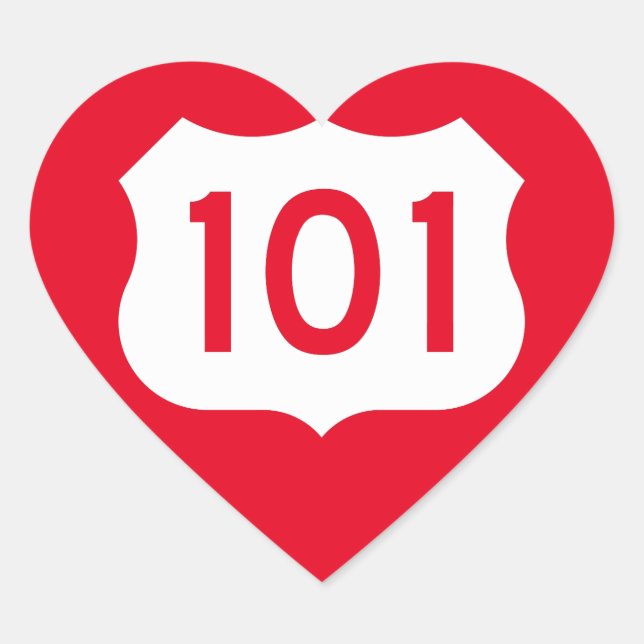 US-Route 101 Unterschrift Herz-Aufkleber (Vorderseite)
