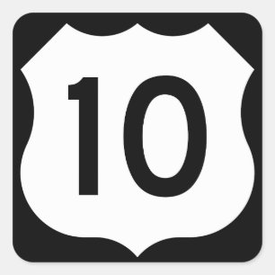 US-Route 10 Unterschrift Quadratischer Aufkleber