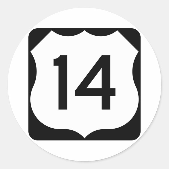US-Route 14 Unterschrift Runder Aufkleber (Vorderseite)