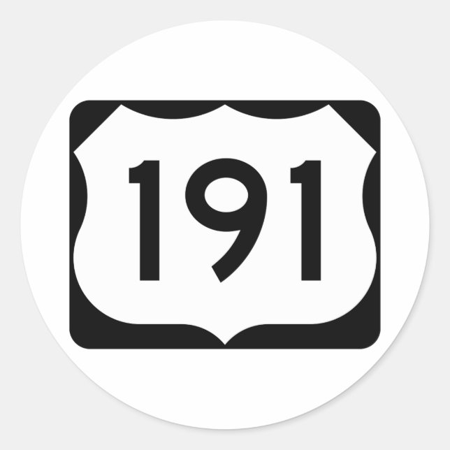 US-Route 191 Unterschrift Runder Aufkleber (Vorderseite)